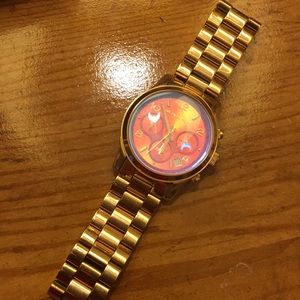 MICHAEL KORS GOLD WATCH WITH PINK MARBLE FACE